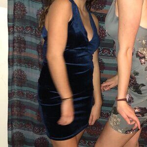 Windsor Blue Velvet Mini Dress - S